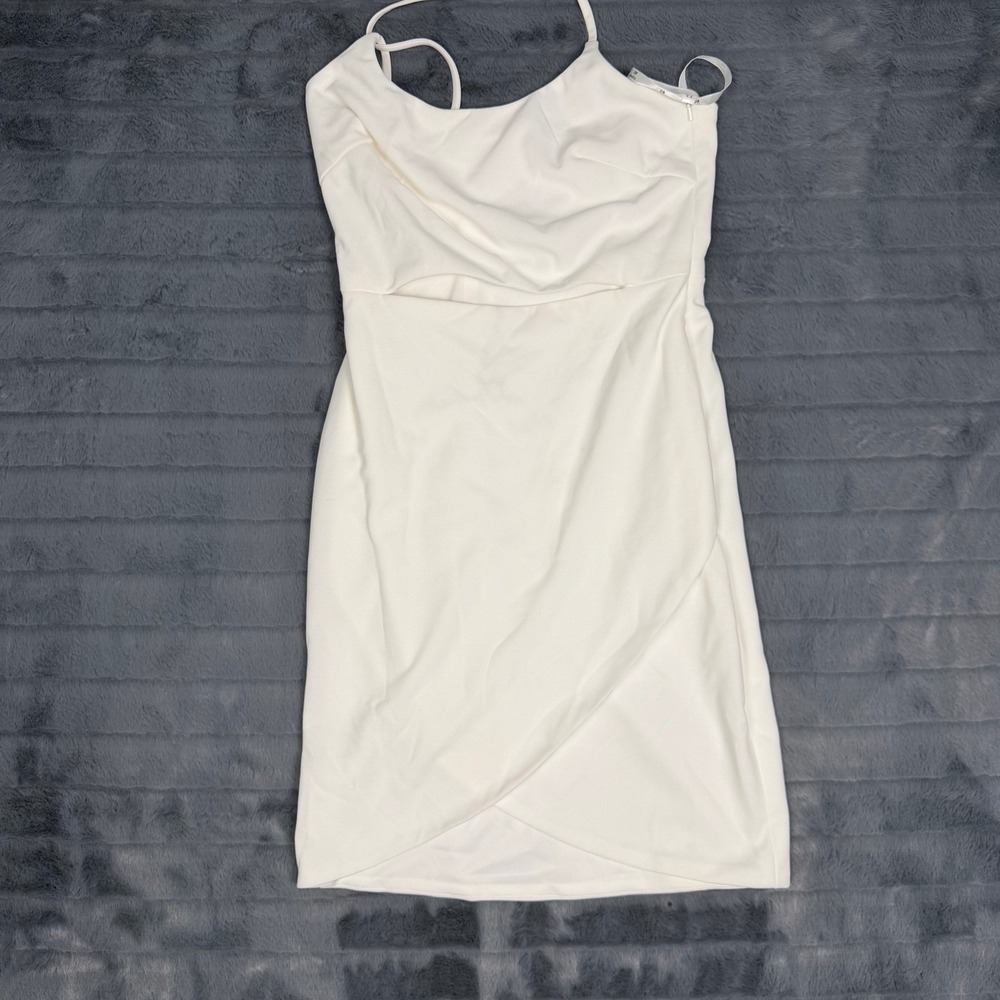 DB Studio White Wrap Tulip Mini Dress Cutout Spaghetti Strap Size 2 Cocktail